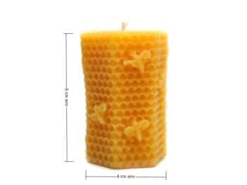 bougie-alveole-abeille_cotes dimensions bougie de cire motif alvéoles