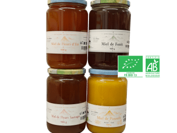 4 pots de miels BIO de 980g du coffret